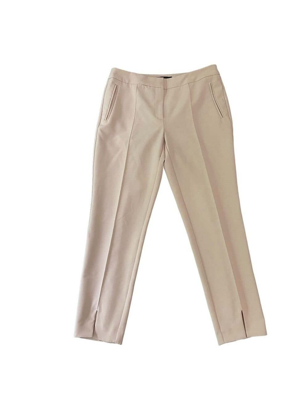 Adrianna Papell nude pink ankle trouser dress pants formal front pleated size 4